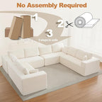 Modular Sectional Cloud Couch for Living Room,Modern Boneless Couche Set with Plush Corduroy,Comfy Floor Sofa with Memory Foam,Stupendous U Shaped Sofa,No Assembly Required,Beige