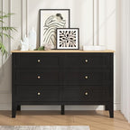 6 Drawers Black Dresser for Bedroom, 47" Wide Wood Modern Chest of Drawers, Shaker Style, Modular Dresser TV Stand for Bedroom, Living Room, Hallway (Black)