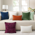 decorUhome Chenille Soft Throw Pillow Covers 18x18 Set of 2, Farmhouse Velvet Neutral Decorative Euro Pillow Covers with Stitched Edge for Couch Sofa Bed Home Decor, Neutral Gray