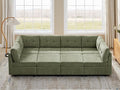 VANOMi 6 Seat Cloud Couches for Living Room with 2 Ottomans, 118" Convertible Modular Sectional Sofa Bed, Comfy Chenille Sofas & Couches for Living Room, Apartment, Office, Olive Green, Large Sofa Bed