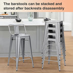 HAOBO Home Metal Bar Stools Set of 2 Low Back Counter Height Barstools 26" Industrial Barstool Patio Stool Metal Kitchen Stools Bar Chairs for Indoor Outdoor