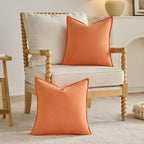 FUTEI Orange Chenille Throw Pillow Covers 18x18 Inch Set of 2,Edges Double-Stitched Cushion Cases,Modern Home Decor for Couch Living Room
