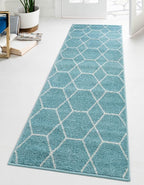 Unique Loom Trellis Frieze Collection Area Rug - Geometric (2' x 6' 1" Runner Light Blue/Ivory)