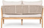 Christopher Knight Home Katarina Patio Acacia Wood Loveseat Furniture, Outdoor Loveseat Sofa with Comfy Fabric Cushions, 2-Seater Sofa with Handwoven Rope Backrest for Garden, Light Brown+Beige