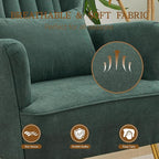 Fabric Accent Living Room Arm Chair with Pillow & Golden Legs, 8.5" Thick Cushion, Mid Century Modern Wingback Chairs Upholstered Comfy Sofa Armchair for Reading Room/Bedroom, Green