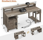 EnHomee Computer Desk with Drawers,23" D Home Office Desk with Storage,Wooden Desk with Monitor Stand,Farmhouse Desk with Printer Space and Power Outlets for Studio,Work, Study,Writing&Gaming