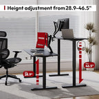 SANODESK Electric Standing Desk 48x24 Inch Height Adjustable Stand Up Desk Home Office Computer Workstation Sit Stand Home Office with Splice Board (Black Frame + Black Top)
