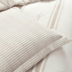 Lush Decor Farmhouse Stripe Reversible Cotton Comforter Set, 2-Piece, Twin XL Neutral - Twin Bedding Set - Dorm Decor - Striped Comforter for Farmhouse Bedroom Decor