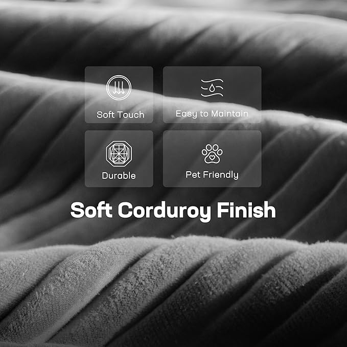 Marsail Modular Sectional Sofa, 142" U-Shaped Modular Sectional Couch with Deep Seat, Freely Combinable Sectional Clound Sofa for Living Room, No Assembly, Plush Corduroy Fabric, Grey
