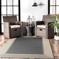 nuLOOM 8' x 10' Outdoor Area Rug, Casual Design With Striped Border, Stain Resistant, Highly Durable, For Patio, Balcony, Bedroom, Living Room, Dining Room, Bathroom, Dark Grey