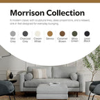 SIMPLIHOME Morrison Mid-Century Modern 72 inch Wide Sofa with Ottoman Set in Mist Grey Tightly Woven Performance Fabric for the Living Room and Family Room