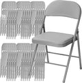 SEALAMB 30 Pack Grey Folding Chairs with Padded Seats & Cushion, Durable Metal Foldable Chairs for Wedding Party, Commercial Chairs for Office School Church Events, 330lb Capacity (Grey-PU, 30 Pack)