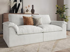 EASE MOOSE Oversized Boneless Couch for Living Room, Sectional Cloud Sofa, Modular Cloud Couch Loveseat, 2-Seater Deep Seat Sofas with Pillow for Bedroom Apartment, No Assembly, Chenille (White)