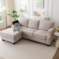 85'' L Shaped Couch with Armrest Organizer,3 Seats Sofas with Storage Ottoman,Comfy Sectional Sofa with Thick Cushion,Chenille Sectional Couches for Living Room,Bedroom,Apartment,Khaki