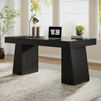 Tribesigns 55" Executive Desk, Wooden Office Desk with Double Pedestal, Modern Simple Computer Writing Table for Home Office, Black