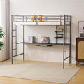 Karl home Twin Loft Bed with Desk and Storage Shelvs,Twin Bunk Bed with Desk for Kids Teens Adults, Saving Space,No Box Spring Needed, Non-Noice, Grey