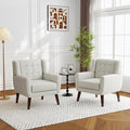Accent Chairs Set of 2, Modern Fabric Armchairs for Living Room, Comfy Upholstered Arm Chairs Tufted for Indoor Bedroom Office Room (Beige)