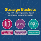 Really Good Stuff Multi-Purpose Plastic Storage Baskets for Classroom or Home Use - Stackable Mesh Plastic Baskets with Grip Handles 13" x 10" (Neon Blue - Set of 12)