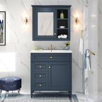 30" Bathroom Vanity with Matching Medicine Cabinet, Modern Sink Storage Cabinet with Drawers, Soft Closing Doors and Shelf, Bathroom Vanities with Sink & Mirror
