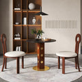 Sintered Stone Office Table and Chair Set - 33.5" Round Table for Small Offices (Red Leg and Black Top, 1 Table and 2 Chairs)