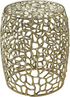 Christopher Knight Home Helast Aluminium Side Table, 14.00'' W Round Sofa Side Table, Modern Indoor Accent Table for Living Room Bedroom Home Office, Abstract Hollow, Gold