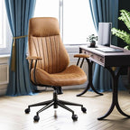 High Back Office Chair,Modern Swivel Office Chair,Brown Suede Fabric Gaming Chair,Height Adjustable Home Office Desk Chair with Lumbar Support