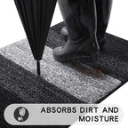 Kitinjoy Indoor Outdoor Door Mat, 48x30 Non-Slip Absorbent Dirt Trapper, Low-Profile Washable Inside Entrance Front Floor Mat, Sturdy Soft Entry Doormats for Entryway, Black