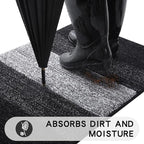 Kitinjoy Indoor Outdoor Door Mat, 71x24 Non-Slip Absorbent Dirt Trapper, Low-Profile Washable Inside Entrance Front Floor Mat, Sturdy Soft Entry Doormats for Entryway, Black