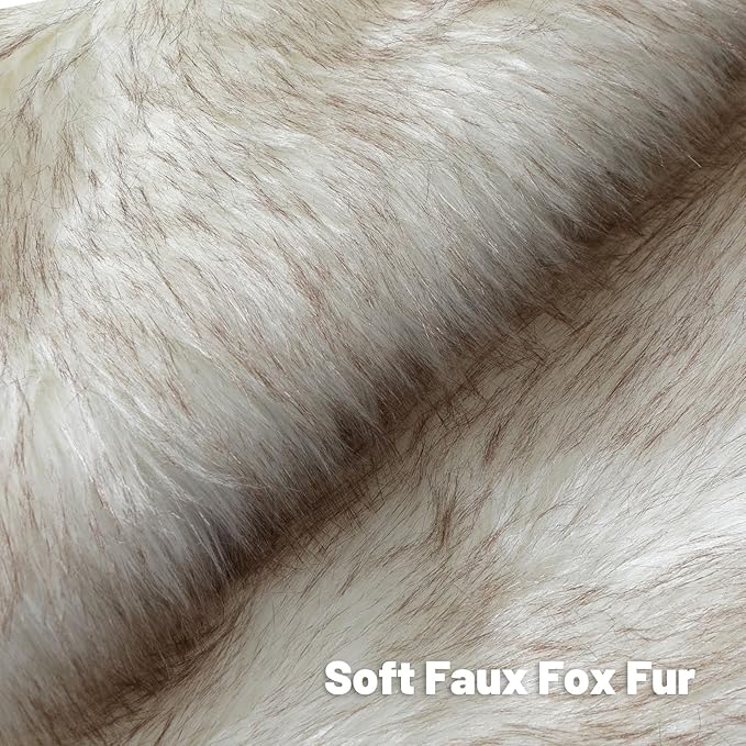 FUTEI Coffee White Decorative Throw Pillow Covers 12x20 Inch Set of 2,Soft Fluffy Faux Fox Fur Textured Lumbar Pillow Case,Modern Home Decor for Couch Living Room