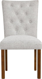 HomePop Button Tufted Fabric Dining Chairs - Neutral Textured Solid Woven (Set of 2)