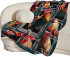 Rooster Chicken Throw Blanket, 60"x50", Multicolor, 100% Polyester Microfiber, Wrinkle Resistant, Colorfast, Unisex Adult, Perfect for Couch, Bed, Camping, Reading, Napping