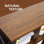 8 Cube Storage Organizer Bookshelf, Industrial Horizontal Bookcase, Accent Cubby Shelf, Media Console Table for Living Room, Home Office, 13.6" D x 63" W x 30.9" H, Brown Walnut