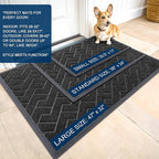 OLANLY Front Door Mat Indoor Outdoor Entrance, Waterproof All-Season, All-Weather Doormat, Sturdy Natural Rubber, Low Profile, Easy Clean Patio Porch Entryway Mat, Herringbone Brick (Black, 59x23)