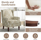 Pia Ricco Set of 2 Floral Accent Chairs, High Back Upholstered Armchairs with Retro Wingback Design, Nailhead Trim & Solid Wood Legs for Living Room Bedroom(Flower White)