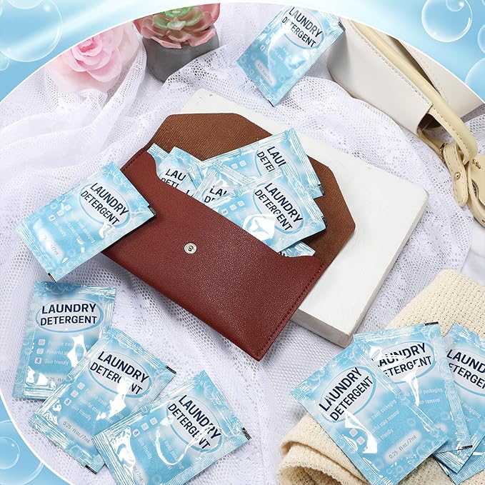 Leelosp 300 Pcs Individual Travel Laundry Detergent Bulk Travel Size Laundry Detergent Packets Portable Single Use Liquid Soap for Traveler Hostel Essentials Cleaning