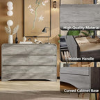 Dresser for Bedroom with 6 Drawers, 47" Wide Modern Dressers & Chest of Drawers with Curved Profile Design, Wood Closet Clothes Storage Dressers Organizer for Bedroom Living Room Hallway, Grey
