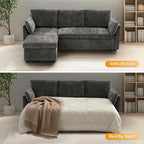 FLEXISPOT XB5 78" Pull Out Couch Bed with Storage Chaise,3-Seater Sectional Sofa Bed with USB Charging Ports, 2-in-1 Convertible Sofa Couch for Living Room Apartment, Easy to Assemble(Gray)