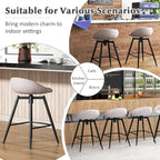 COSTWAY Bar Stools Set of 4, 25" Upholstered Counter Height 360° Swivel Bar Stools w/Backrest & Footrest, Heavy-Duty Metal Frame Armless Breakfast Chairs for Kitchen, Living Room (Set of 4,Grey)