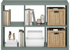 Furinno Cubicle Book Shelf, 6-Cube Thick Frame Bookshelf, Horizontally & Vertically Reversible Bookcase with Open Back, 14.6" x 43.8" x 30", for Living Room, Bedroom, Home Office, Sage Green