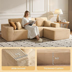 104" Cloud Sectional Couch with Chaise, Boneless L-Shaped Cloud Couch with Deep Seat, Soft Plush Modern Minimalist Sofa, Assembly Free Comfy Sofa for Office Living Room Apartment(Beige, Right Chaise)