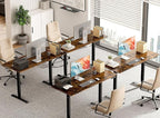 63 x 28 inch Electric Standing Desk Adjustable Height with 4 Wheels, 4 Memory Height Settings, 2 Headphone Hook, for Home Office, Splice Board Brown