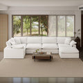 221.6" Oversized Cloud Modular Sectional Sofa,6 Seat Down Filled Sofa,Comfy Deep Seat Couch with Reversible Chaise & Cushions,Couch Cover Washable and Replaceable,White