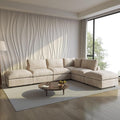 Cloud Sectional Couches for Living Room,134" Convertible L Shaped Couch with Ottoman, 6 Seater Modular Sectional Sofa,Deep Seater Furniture Sets