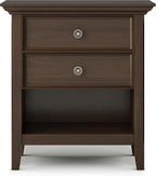 SIMPLIHOME Amherst Solid Wood 24 Inch Wide Traditional Bedside Nightstand Table in Natural Aged Brown, for The Living Room and Bedroom