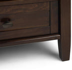 SIMPLIHOME Warm Shaker Square Coffee Table - 36 inch Wide Solid Wood Cocktail Table in Tobacco Brown, Transitional Living Room Table with Large Storage Drawer and Open Shelf for Sitting Area