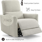 CHITA Power Recliner Chair Swivel Glider, FSC Certified Fabric Living Room Nursery Reclining Sofa Chair with Lumbar Support, Dove Grey