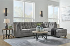 Signature Design by Ashley Marleton Contemporary Right-Arm Facing Tufted 2-Piece Sectional with Chaise and Loose Seat Cushions, Light Gray