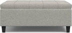 SIMPLIHOME Harrison 40 inch Wide Transitional Square Large Coffee Table Storage Ottoman in Cloud Grey , Assembled, For the Living Room and Bedroom