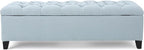 Christopher Knight Home Ottilie Fabric Storage Ottoman, Light Sky, Dimensions: 17.50 inches deep x 51.00 inches wide x 17.00 inches high.