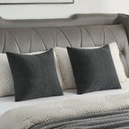 FUTEI Black Chenille Throw Pillow Covers 24x24 Inch Set of 2,Soft Striped & Diamond Textured European Cushion Cases,Modern Home Decor for Couch Living Room